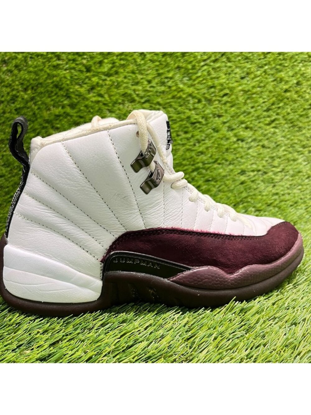 Nike Air Jordan 12 Retro Womens Size 6.5 White Burgundy Athletic Shoes Sneakers